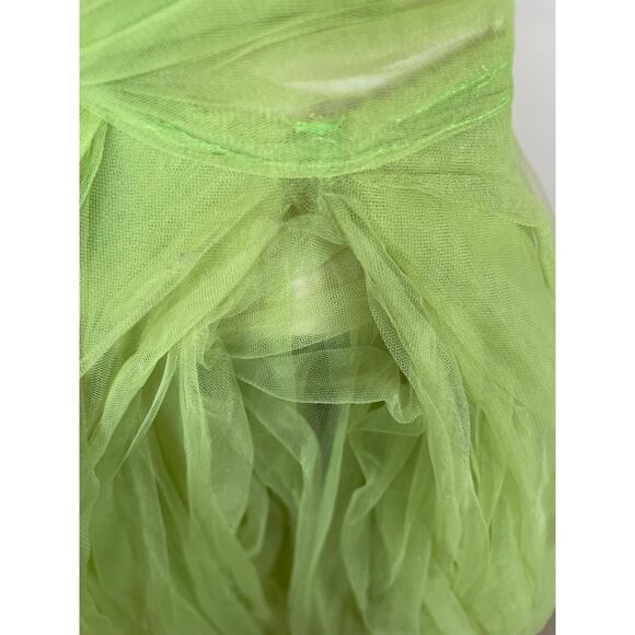 Bronx and Banco Taraji One Shoulder Tulle Tiered High Low Maxi Green Gown Sz XS - Picture 8 of 15
